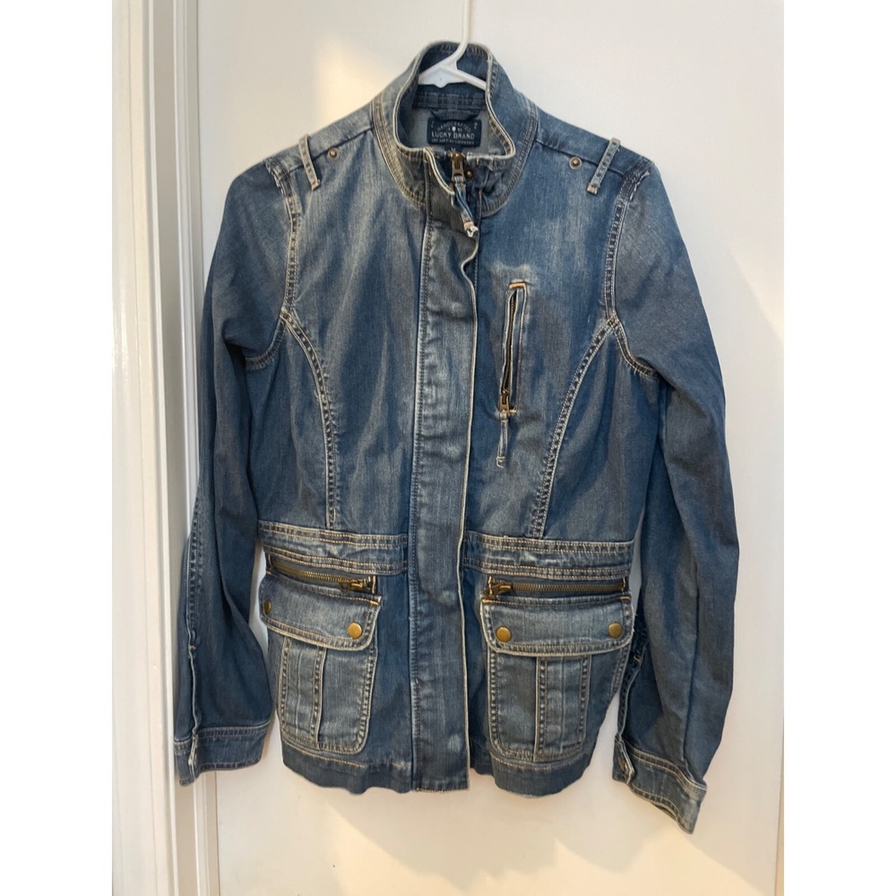 Lucky Brand Denim Military‎ Utility Jacket Women Medium Blue  Utility Field